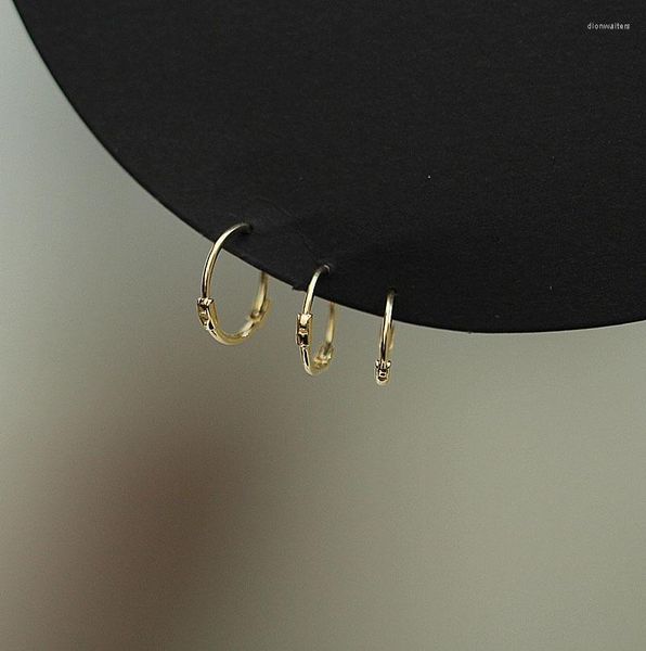 Brincos de argola 9k/14k brinco de ouro puro simples moda simples fino mini-orelha redonda anel de ouvido fivela selvagem garotinha jóia