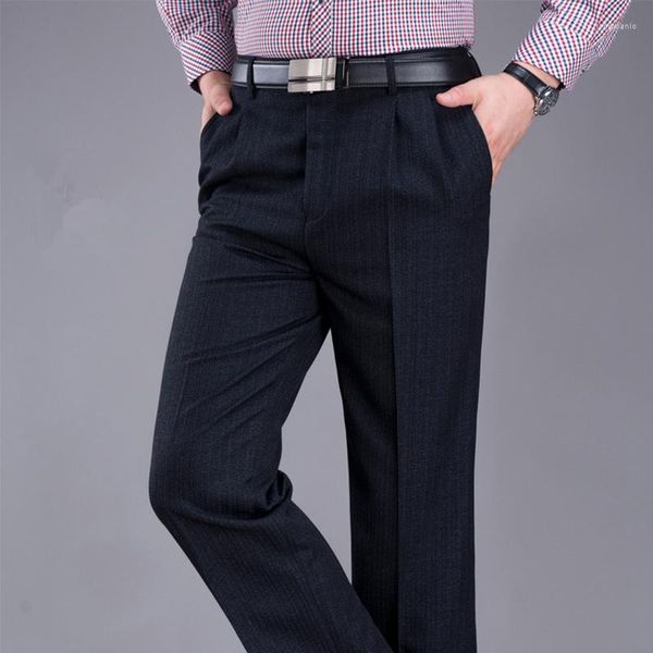 Мужские костюмы официальные брюки для платья мужчины с двойной плиссированной случайной умной свободной осенней зимней бизнес -костюмом Man 2022 Большой размер 42 44