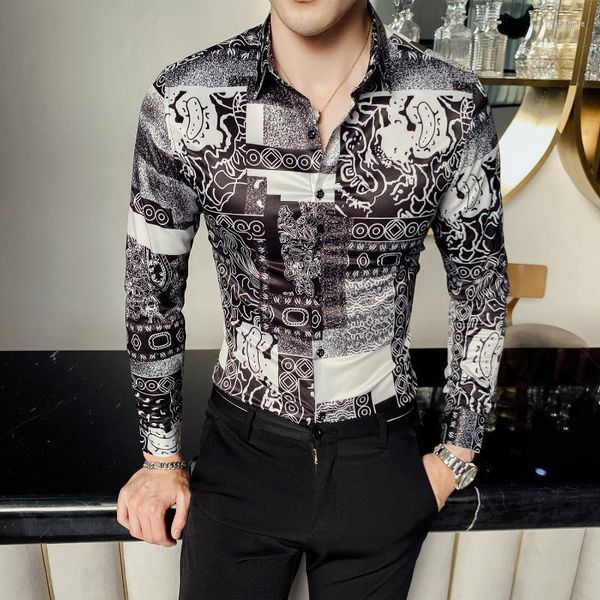 Camisas casuais masculinas Moda masculina 2022 Autumn British Style Floral Cirlat