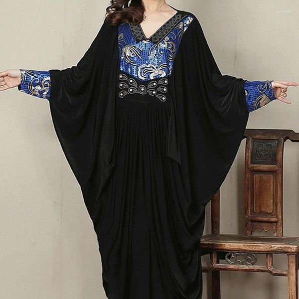 Ethnische Kleidung Chinesischer Stil Vintage Frauen Kleidung 2022 Mode Langes Kleid Lose Beiläufige Plus Größe Maxi Robe Femme 10441