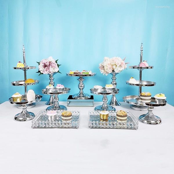 Bakeware Tools 7pcs -11pcs Silver Mirror Tray Cake Decorating