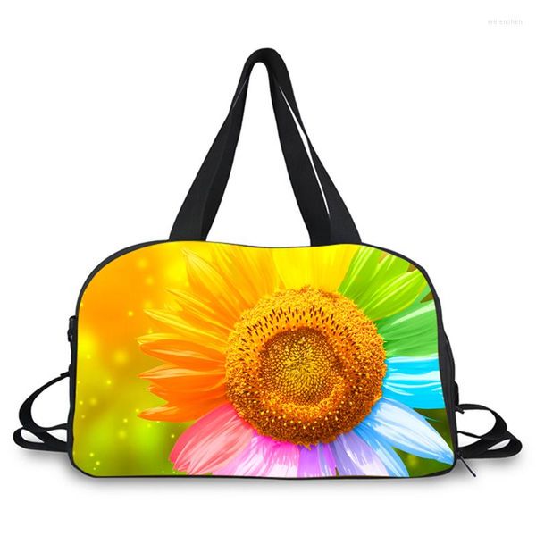 Borsoni Borsa da viaggio con stampe floreali 3D Grande weekend Danza Portare sport con scomparto per scarpe Cinghie regolabili Borsone