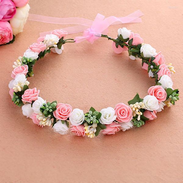 Cabeças de cabeça 1pcs Wedding Wreath Wreath Flower Hair Hair Bridal Girls Acessório Flores decorativas grinaldas grinaldas