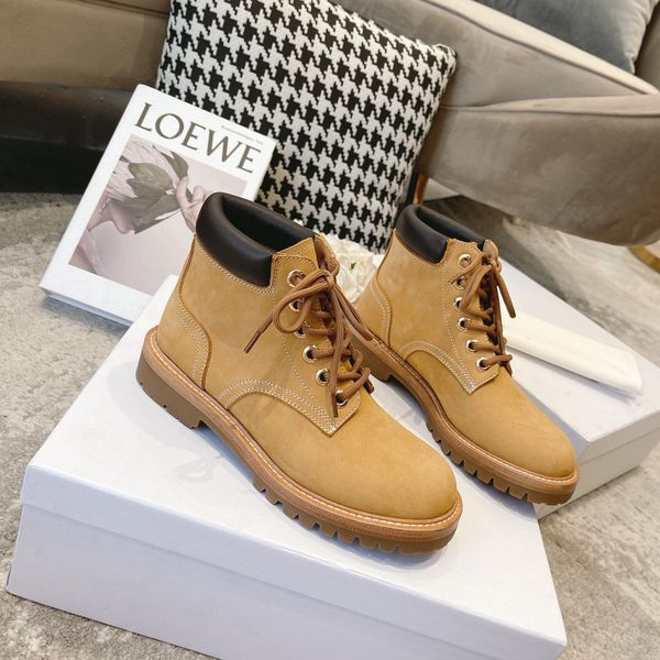 Novo Luxe Martin Hucking Tornozelo Bike Bike British Style Feminino Curto da Boteira de Combate Combate Lace-up Round Head da cabeça Oeste Cowboy Booties Luxo calçado de fábrica