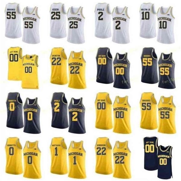 Sj NCAA College Michigan Wolverines Basketball Jersey 24 Baird 3 Zavier Simpson 32 Luke Wilson 44 Jaron Faulds Cousu sur mesure