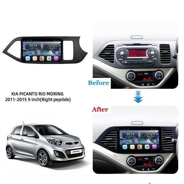 Черный каркасный видеоигры с сенсорным экраном Bluetooth Android Multi-Media Audio для Kia Picanto/Morning 2011-2016 RHD