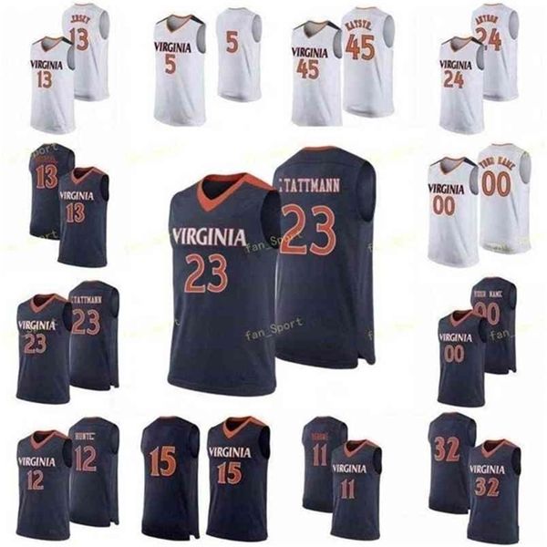 SJ NCAA College Virginia Cavaliers Basketball Jersey 3 Jeff Lampe 30 Jay Huff 33 Джек Солт 4 Джастин МакКой 40 Барри Пархилл Custom Stitched