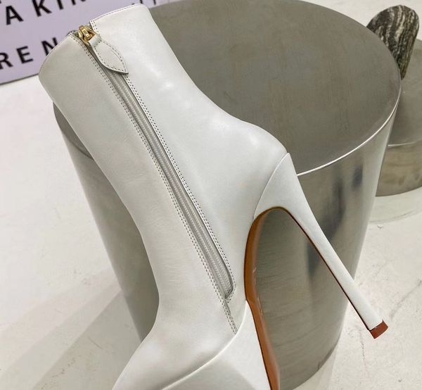 Scarpe da avvio da donna sexy da donna nuove 2022 Stivaletti con cerniera con plateau e tacco alto autunno sottile rosso rosa bianco taglia grande 39