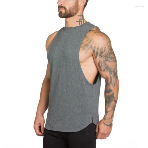 Tampo masculino Brand Brand Gyms Clothing Mens singlet singlet fisichanding stringer top mass fitness colet sporting algodão muscle shirt shirt