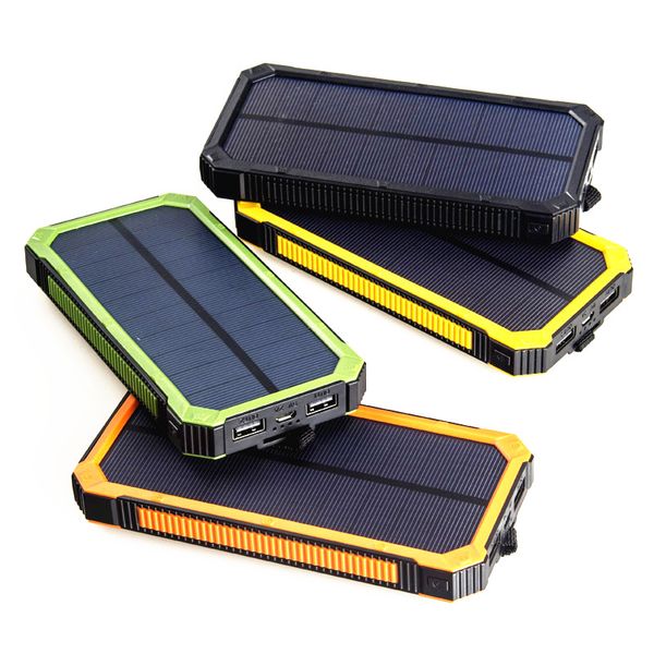 Solar Power Bank Caricabatterie esterno a ricarica portatile 10000mAh per tutti gli smartphone