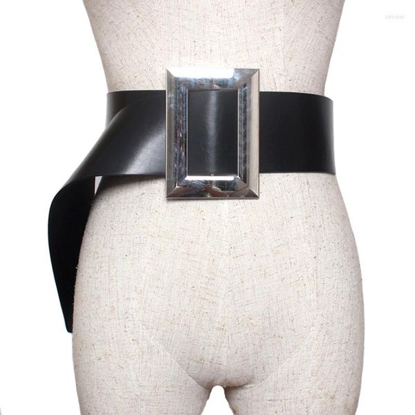 Belts Metal Metal Metal Belt Big Big Silver Buckle Women Fashion Leather 7cm Acessórios de vestuário para