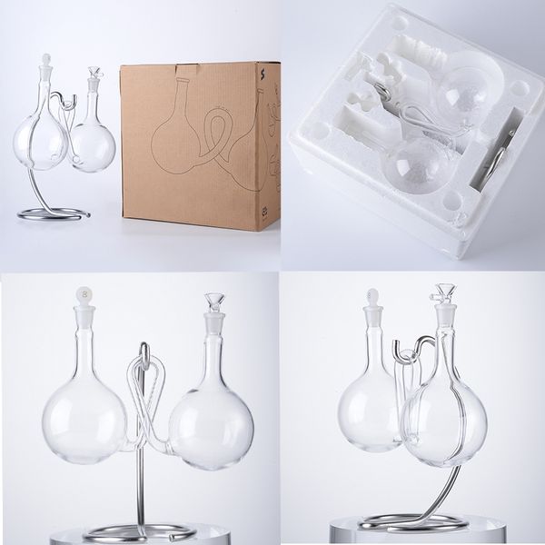 Infinity-Wasserfall-Bong, einzigartiger Doppelkugel-Stil, für Wasserpfeifen, Recycler, Glasbongs mit 14 Gelenken, Universal-Schwerkraft-Wassergefäß, Öl-Dab-Rigs, 7 mm dicke Rohre, Schüssel WP2119