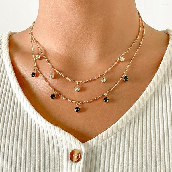 Подвесные ожерелья модная винтаж Boho Simple Gold Color Chain Crystal кисточка для женщин Женский Сердце в форме вишни подарки