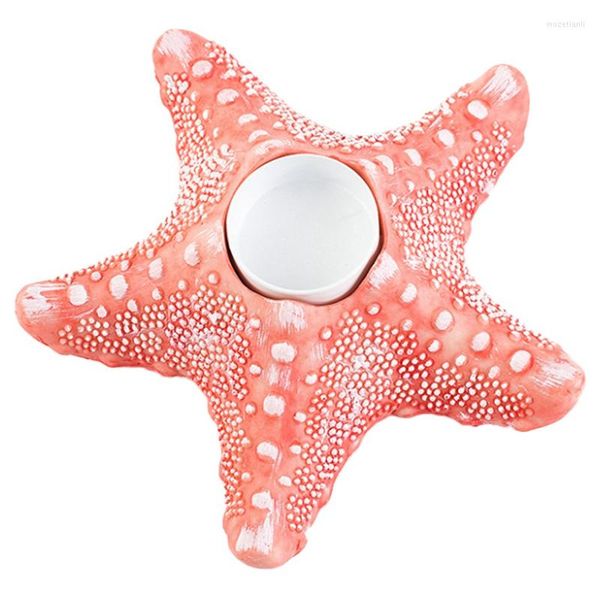 Titulares de vela Resina Starfish Candlestick Cup Decoração de artesanato macio Casal de lâmpada de cinco dedos