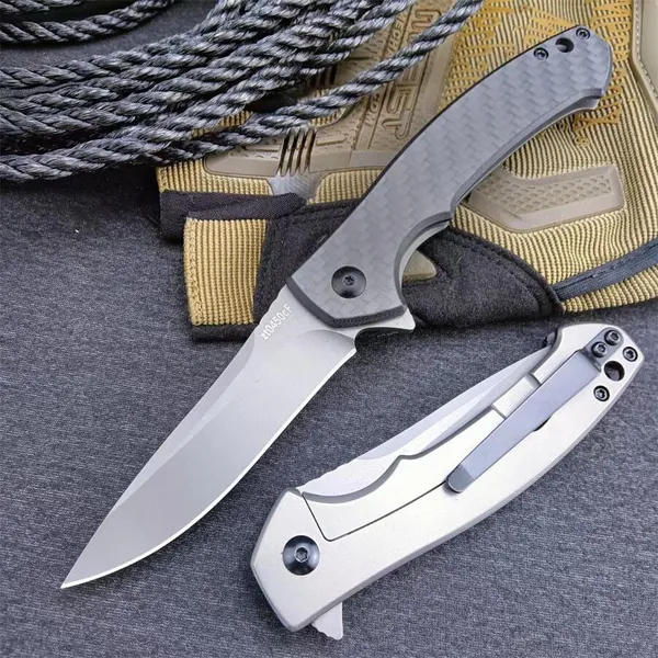 Faca 440C Lâmina Holoque de fibra de carbono Tactical dobring Pocket Knives Sobrevivência EDC Tools 0450CF 0450 Ferramenta de coleção