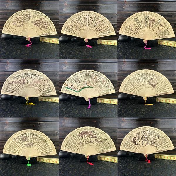 Sandalwood Fan Style Chinese Chinese Tradicional Craft Dobring Sandalwood Fãs de casamento Fest Fan Fan 17 Styles Rre14421