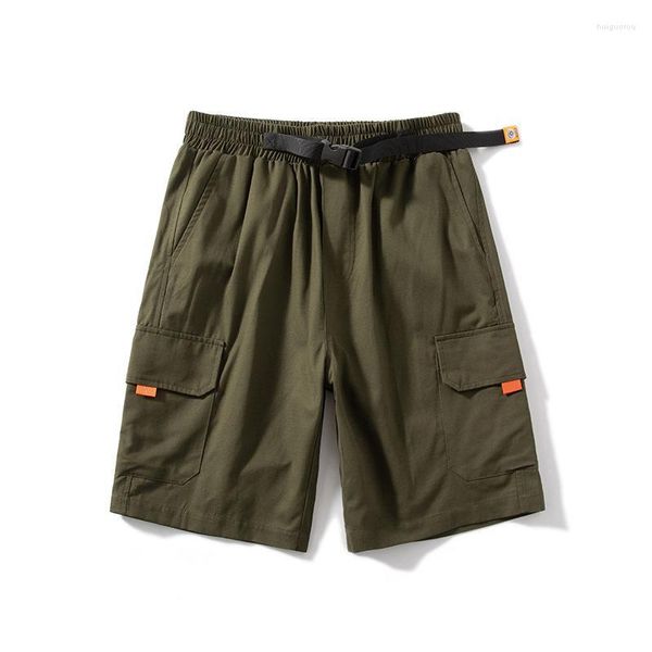 Pantaloncini da uomo 2022 Estate Arancione Pocket Cargo Uomo Baggy Cotone Lino Traspirante Mens Jogger Beach Pantaloni corti cintura 8XL