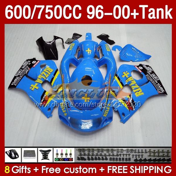 TARINGS TANK для Suzuki Srad GSXR 600 750 CC 600CC 750CC 96-00 Body 156NO.13 GSXR750 GSXR-600 GSXR600 96 97 98 99 00 GSX-R750 1996 1997 1998 1999 2000 Fairing Rizla Blue Blue