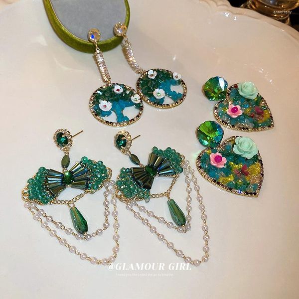 Серьги с серьгами minar luxury 3 дизайны синий зеленый цвет хрустальный цвет