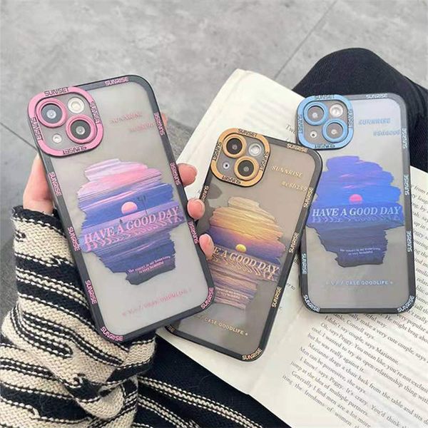 Casos de telefone do p￴r do sol da montanha de neve para iPhone 14 BONITO PROTEￇￃO DO CAMANHA DO SUNRISE TPU TPU SHELL PROPRIE