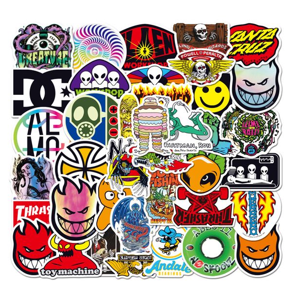 50pcs Pop Trendy Brand Skateboard adesivos de skate Brifites para laptop de bagagem de bagagem diy adesivos de bicicleta de laptop