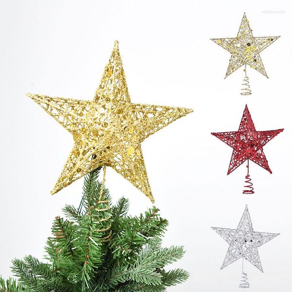 Decorações de Natal 15 cm de plástico estrela de estrela de estrela brilhante Ornamentos pendurados para decoração de festa em casa