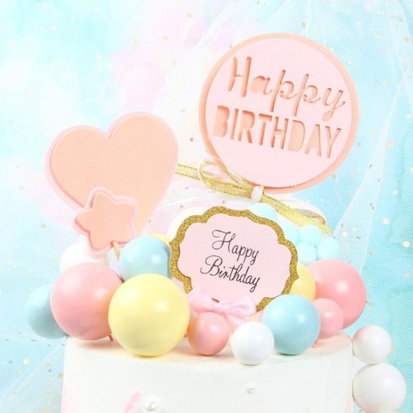 Forniture festive 10 pz 2-4 cm Palla Cake Topper Creativo Cupcake Insert Card Baby Shower Festa di compleanno Oro Argento Blu Rosa