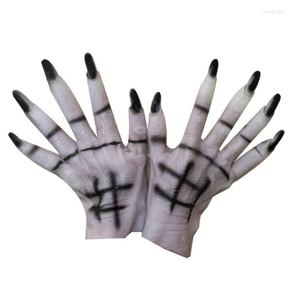 Máscaras de festa as luvas de fantasma de Halloween trajes de cosplay vestem suprimentos de tema de mão de sangue de horror vampiros longos