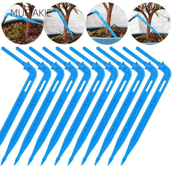 Wasserausrüstungen Schleim 50-1000pcs 1/8 '' Blau Tropf Ellbogen Emitter Gartenmikrobewässerung 3/5mm Schlauchpfeil Dripper Wasserabfall