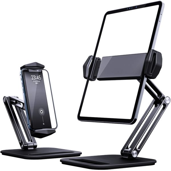 Neuer Tablet-Ständer, verstellbarer Klapphalter, Arm aus Aluminiumlegierung, ergonomisch, um 360 Grad drehbar, für 4–13 Zoll Tablet und Telefon