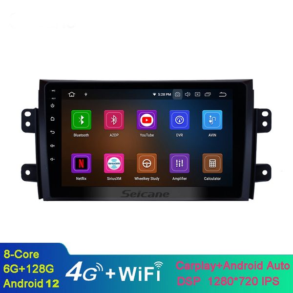 Est￩reo de v￭deo de carro de 9 polegadas Andriod para Suzuki SX4 2007-2015 com Naviga￧￣o GPS Bluetooth USB WiFi Mirror Link