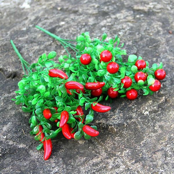 Dekorative Blumen aus Kunststoff, rote Paprika, künstliche Pflanzen, Simulation von Paprika, künstliches Gemüse, Heim- und Raumdekoration, Frühlings- und Herbstgarten