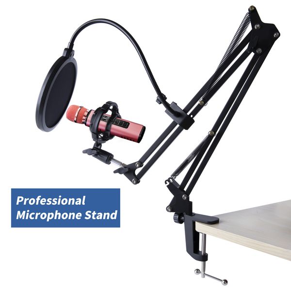 Microfone Stand for Professional Live Streaming Mic Boom Bra￧o Articulado Ajuste Com Filtro Pop Coloque Montagem da Monta