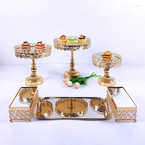 Выпечка инструментов золотой пирог подставка акрилового зеркала высокий базовый металлический кекс Блюдо для вечеринки съемки реквизит десерт свадебный поднос