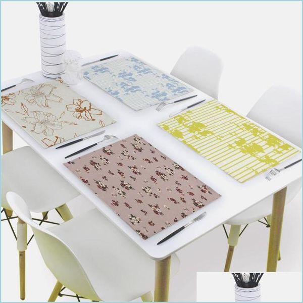 Mats Pads Fiori Tovaglietta Per Tavolo Da Pranzo Cartoni Animati Pianta Bevanda 32X42 Cm Sottobicchieri Rec Stoviglie Stuoia Decorazione Della Cucina Drop Delivery Dhzc9