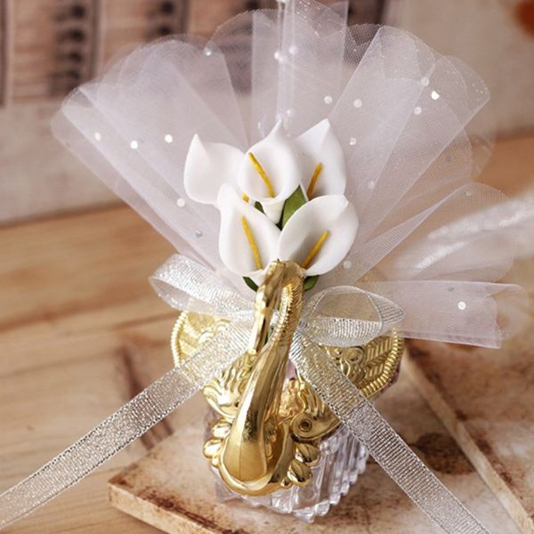 Подарочная упаковка 24 Set Wedding Force Boxes Акриловый лебедь с красивой цветочной конфеты Lily Favors новинка детский душ 220922