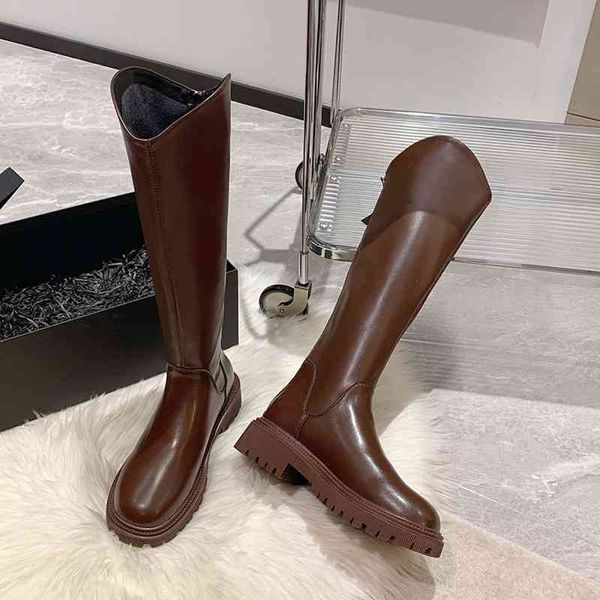 Stivali Scarpe eleganti Designer 2023 Nuove donne invernali Ginocchio alto da equitazione Piattaforma in pelle Scarpe da donna lunghe da ufficio Ytmtloy Botine De Muje 1