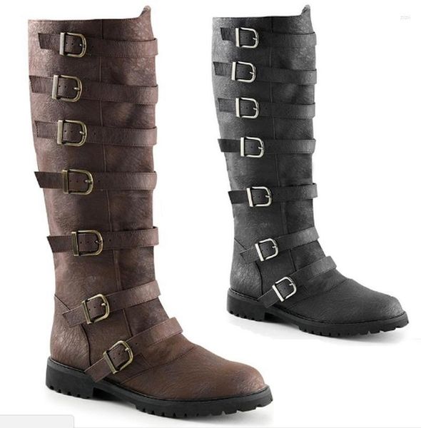 Stiefel Männer Männlich Mann PU Leder Plus Größe Mid-kalb Low Heels Ritter Schuh Herren Zapatos De Hombres personlizar SM0135