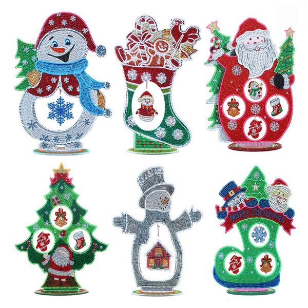 DIVERSÃO DE DIAMAÇÃO DIAMENTO DIAMENTO DIAMENTO DIA ACRYLIC DIY Merry Xmas Santa Tree Snowman Artes de arte para o escritório em casa Ornamento RRB15695