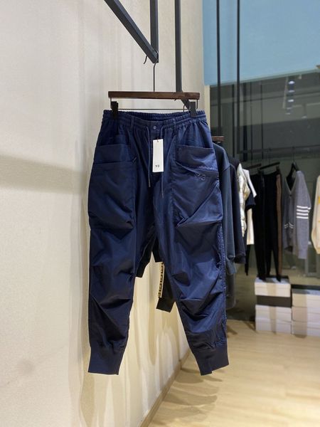 Calça Cargo Masculina Verão Y3 Letras Estampa Azul Marinho Calça de Moletom Esportiva Casual