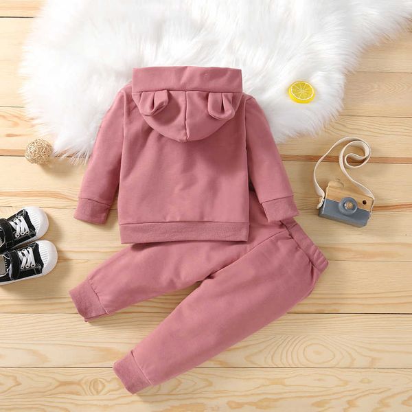 Primavera Autunno Bambini Abbigliamento in cotone Vestito Neonati maschi Vestiti per ragazze Bambini Sport Felpe con cappuccio Pantaloni 2 pezzi Set Fahion Tute per bambini45pu