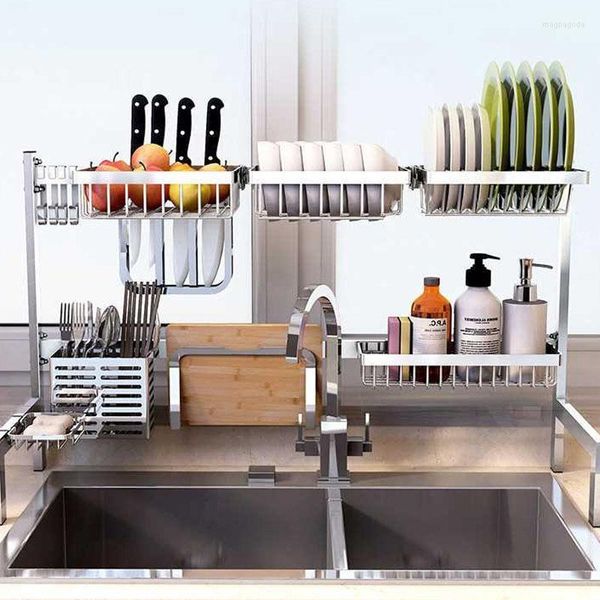 Ganci Cucina Acciaio inossidabile Portaoggetti fai-da-te Scaffale Piatto Eco Friendly Accessori per drenaggio multifunzionale Organizzatore