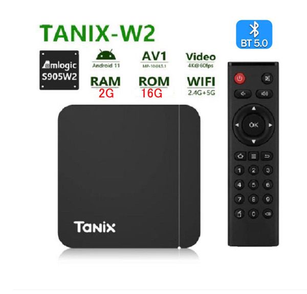 Tanix W2 Smart TV Box Android 11 4K con lettori multimediali BT5.0 Amlogic S905W2 2G 16G 2.4G5G Dual Wifi TF PK X98Q hk1 rbox w2