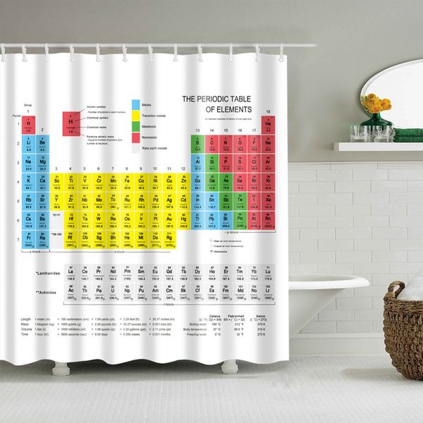 Tende da doccia Poliestere impermeabile Mappa del mondo Tavola periodica 180x200 cm Bagno 3D Stampa singola Arredamento bagno personalizzato 220922