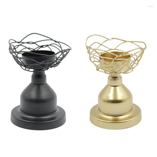 Portacandele 69HF Decorazioni per matrimoni in oro nero Candeliere in metallo Supporto per fiori Vaso Centrotavola per eventi