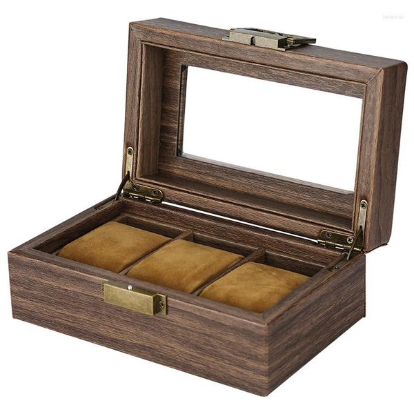 Смотреть коробки коричневый роскошный организатор хранилища коробка 12 слота ретро корпус деревянный шкаф подушки подушки подарки идеи