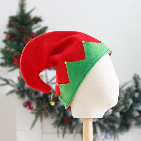 Decorazioni natalizie Cappello da elfo divertente Campana di flanella rossa e verde creativa Copricapo per feste Ornamenti per cappelli da clown