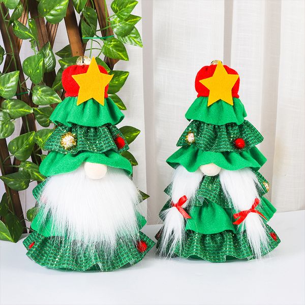 Skirt albero di Natale carino senza faccia Decorazione della finestra Decorazione per le vacanze Prodotti di decorazione