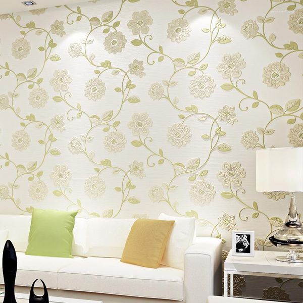 LuxStyle Big Flower Wallpaper for Whole House, Living Room, and TV Background - High-End Entry Wall Covering Fabric