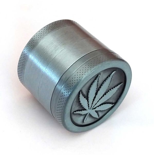 Design Metal Herb Grinder Acessórios para fumantes de 4 camadas Tabaco Brinders Magnetic com apanhador de pólen raspador cinza
